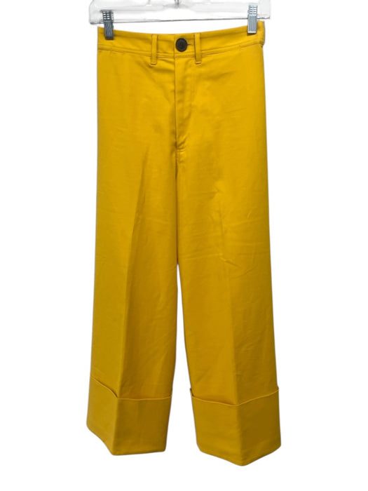 Sea New York Size 2 Bright Yellow Cotton Blend Zip & Button Cuffed Ankle Pants Bright Yellow / 2