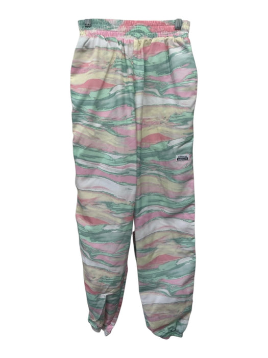 Adidas Size S Green, Pink & Multi Poly Blend Elastic Waist Abstract Print Pants Green, Pink & Multi / S