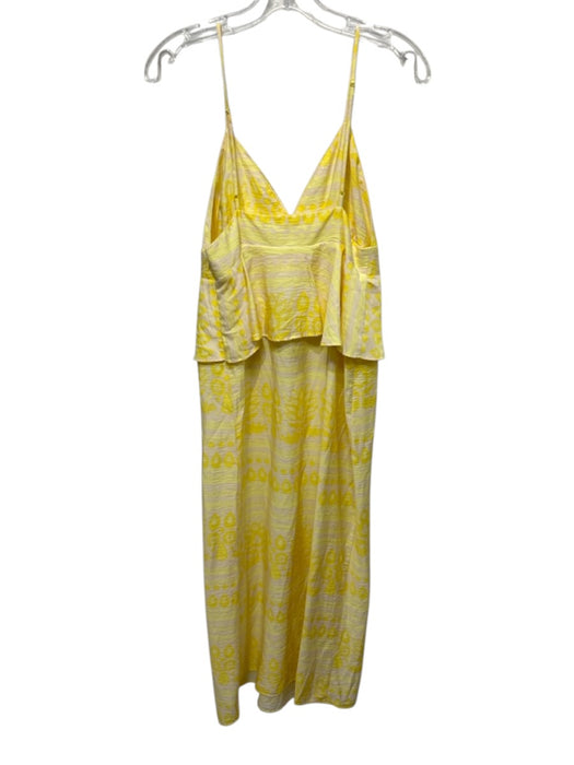 Future Collective Size 8 Yellow Rayon Blend V Neck Straps Maxi Zip Close Dress Yellow / 8