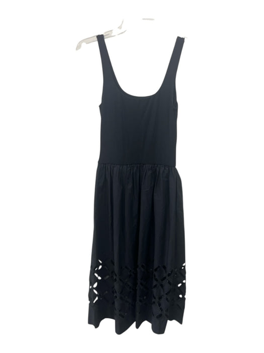 Rails Size XS Black Cotton Sleeveless Mixed Fabric Pockets Eyelet Dress Black / XS