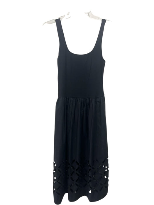 Rails Size XS Black Cotton Sleeveless Mixed Fabric Pockets Eyelet Dress Black / XS