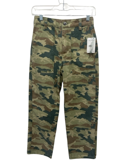 We The Free Size 24 Camo Green Cotton Zip & Button camo print Patch Pocket Jeans Camo Green / 24
