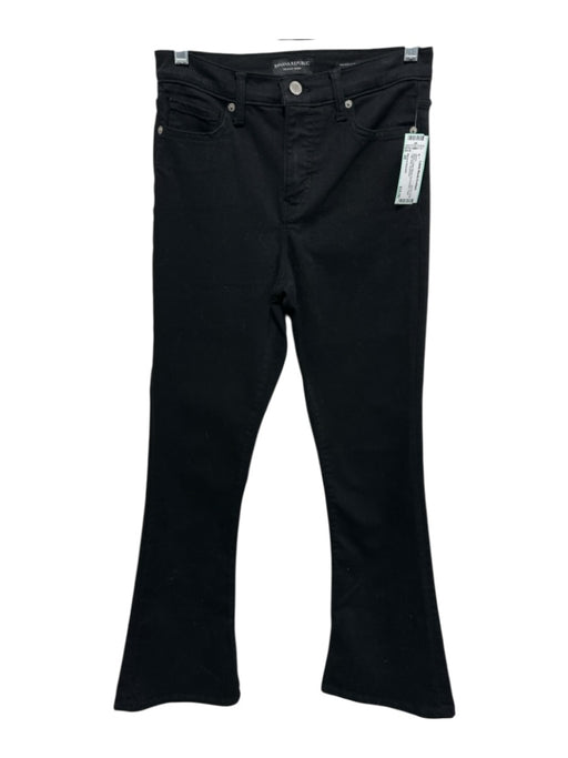 Banana Republic Size 26 Black Cotton Blend Zip & Button Flare High Rise Jeans Black / 26