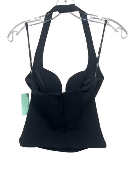 Kookai Size 34 Black Poly Blend Halter Zip Back low cut Top Black / 34