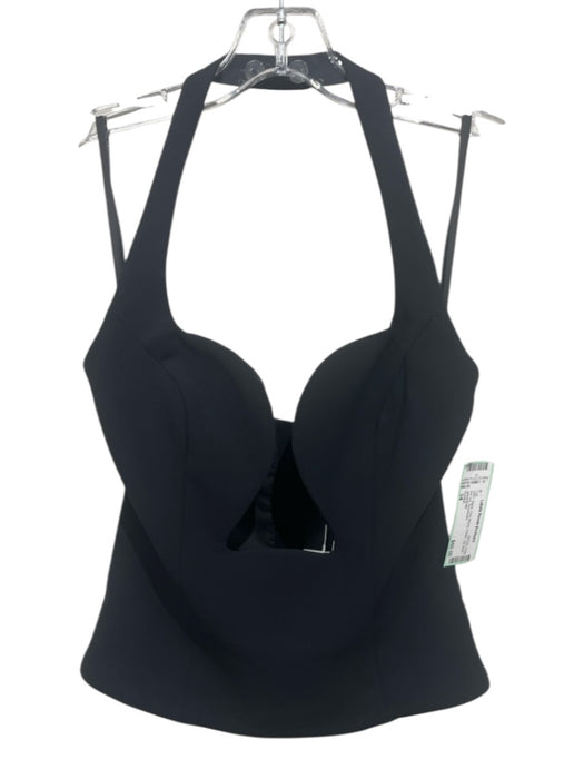 Kookai Size 34 Black Poly Blend Halter Zip Back low cut Top Black / 34