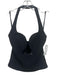Kookai Size 34 Black Poly Blend Halter Zip Back low cut Top Black / 34