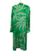 Solotre Size 40 Green Viscose Tie Neck Printed Long Sleeve V Neck Dress Green / 40