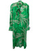 Solotre Size 40 Green Viscose Tie Neck Printed Long Sleeve V Neck Dress Green / 40