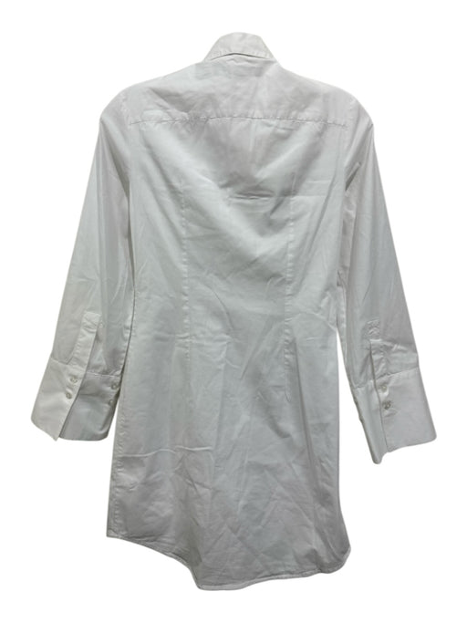 French Connection Size 0 White Cotton Blend Button Front Long Sleeve Dress White / 0