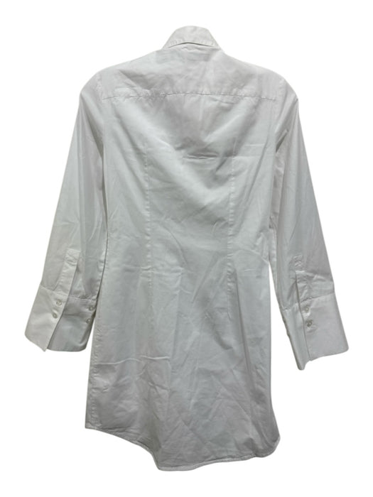 French Connection Size 0 White Cotton Blend Button Front Long Sleeve Dress White / 0
