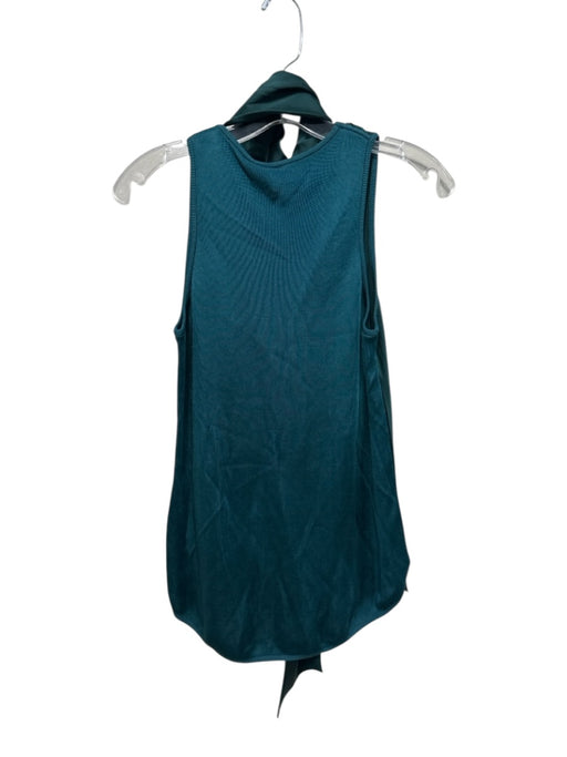 Simkhai Size XS Green Acetate Blend Tie Neck Sleeveless Mixed Fabric Top Green / XS