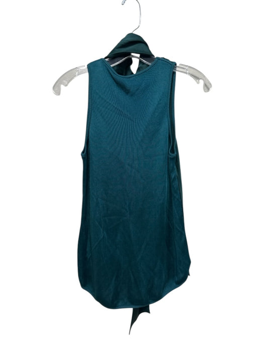 Simkhai Size XS Green Acetate Blend Tie Neck Sleeveless Mixed Fabric Top Green / XS