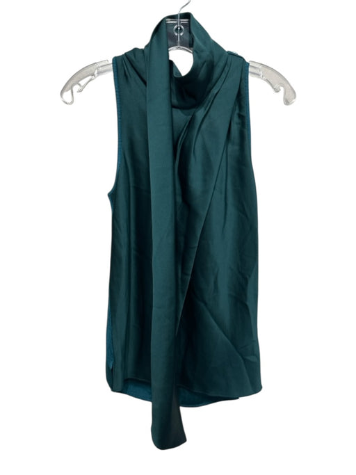 Simkhai Size XS Green Acetate Blend Tie Neck Sleeveless Mixed Fabric Top Green / XS