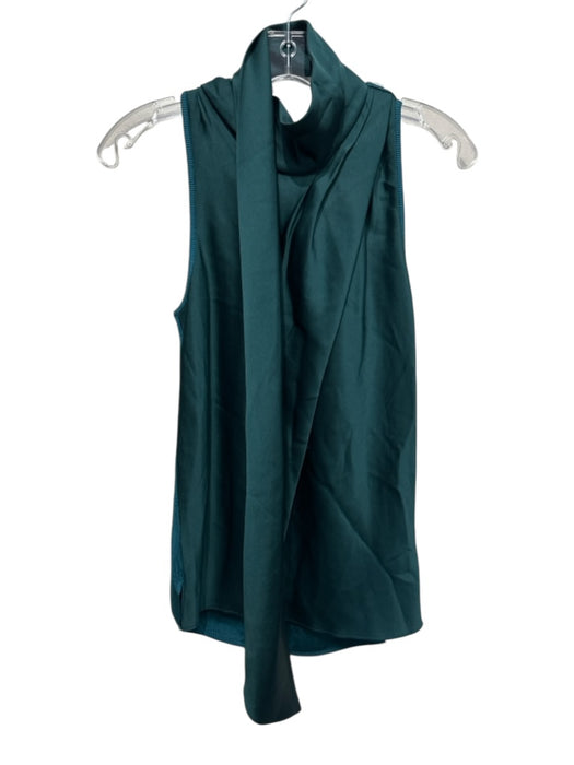 Simkhai Size XS Green Acetate Blend Tie Neck Sleeveless Mixed Fabric Top Green / XS
