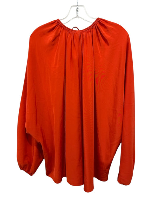 Elizabeth & James Size XS Bright Orange Silk Long Sleeve Tie Neck Top Bright Orange / XS