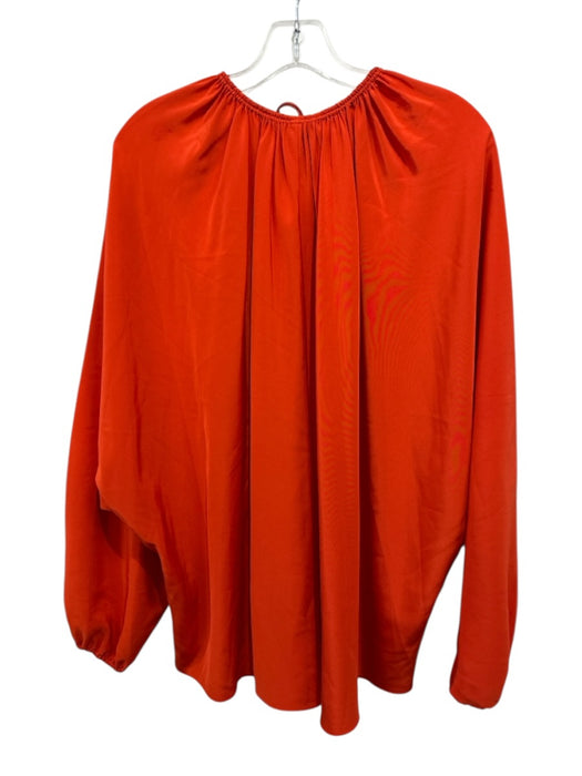 Elizabeth & James Size XS Bright Orange Silk Long Sleeve Tie Neck Top Bright Orange / XS