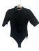 Co Size XS Black Viscose Blend Hook Closure Short Sleeve Collar Bodysuit Black / XS