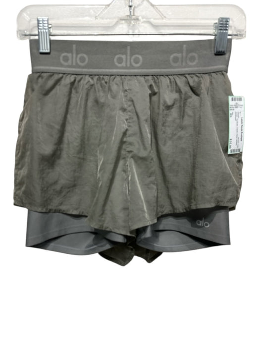 Alo Size XS Green Synthetic Elastic Waist Athletic Shorts Green / XS