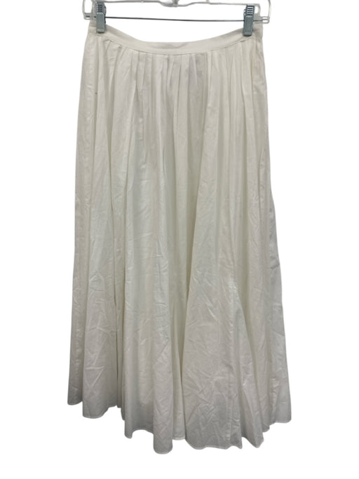 Zara Size XS White Cotton Zip Close Pleat Maxi Skirt White / XS