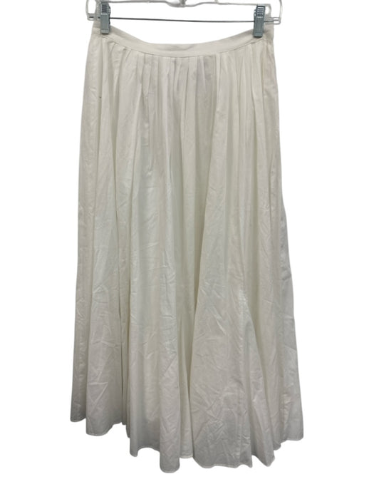 Zara Size XS White Cotton Zip Close Pleat Maxi Skirt White / XS