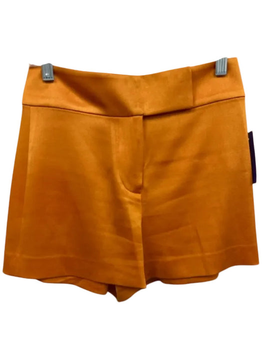 Alice + Olivia Size 0 Orange Triacetate Blend Zip & Hook Closure Satin Shorts Orange / 0