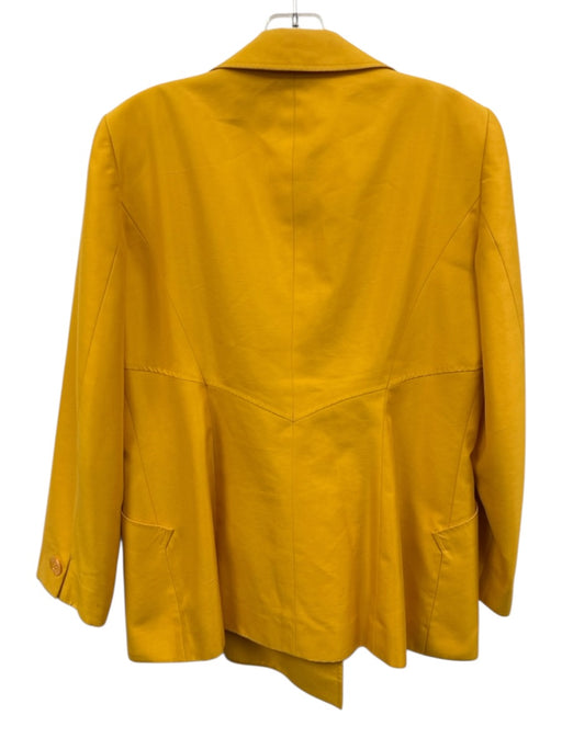 Escada Size 40 Yellow Silk One Button Lapels Double Breasted Patch Pocket Blazer Yellow / 40