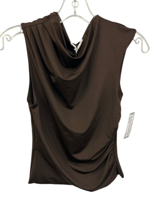 Nia Size XS Dark Brown Poly Blend Sleeveless Ruched Sides Top Dark Brown / XS