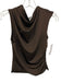 Nia Size XS Dark Brown Poly Blend Sleeveless Ruched Sides Top Dark Brown / XS