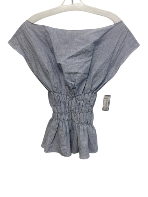 Marble Size XS Blue Linen Blend Boat Neck Sleeveless Elastic Waist Top Blue / XS
