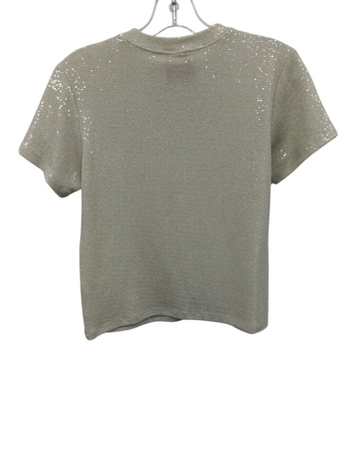TWP Size XS Ivory Poly Blend Sequined Top Ivory / XS