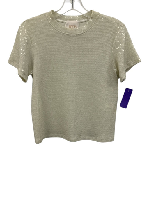 TWP Size XS Ivory Poly Blend Sequined Top Ivory / XS