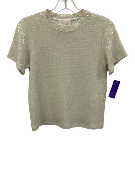 TWP Size XS Ivory Poly Blend Sequined Top Ivory / XS