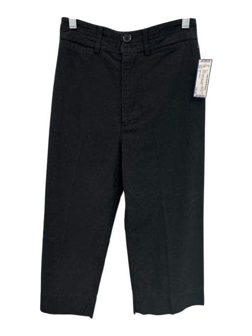 Apiece Apart Size 2 Black Cotton Zip & Button Wide Leg Patch Pocket Pants Black / 2