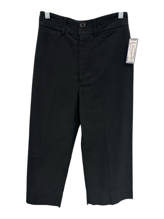 Apiece Apart Size 2 Black Cotton Zip & Button Wide Leg Patch Pocket Pants Black / 2