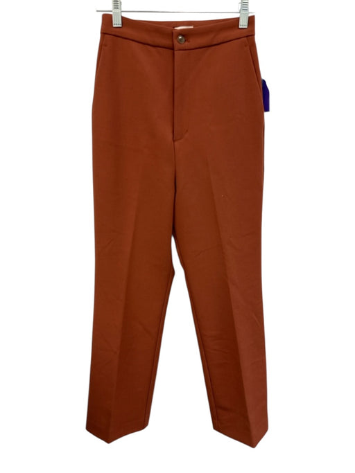 Moussy Size 0 Burnt Orange Poly Blend Zip & Button Pockets Trouser Pants Burnt Orange / 0