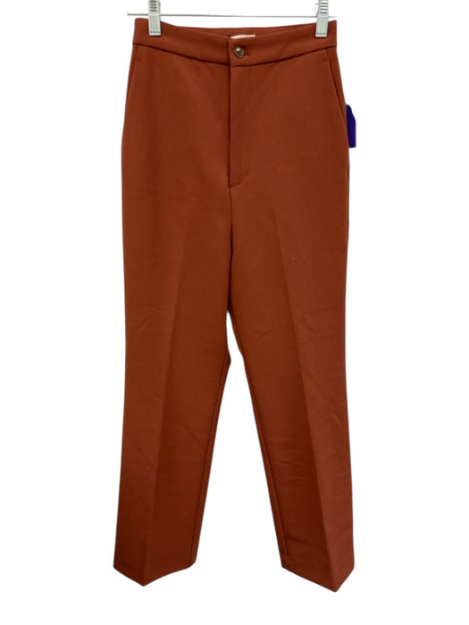 Moussy Size 0 Burnt Orange Poly Blend Zip & Button Pockets Trouser Pants Burnt Orange / 0