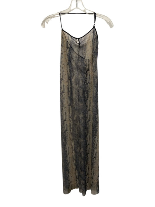 PRISCAVera Size XS Grey & Tan No Fabric Tag Netting One Shoulder Coverup Grey & Tan / XS