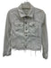 Blank NYC Size S White Cotton Button Front Frayed Hem Distressed Detail Jacket White / S