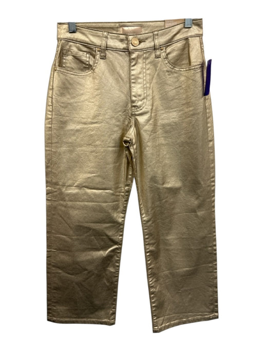 KUT Size 0P Gold Cotton Blend Zip & Button Metallic High Rise Pants Gold / 0P