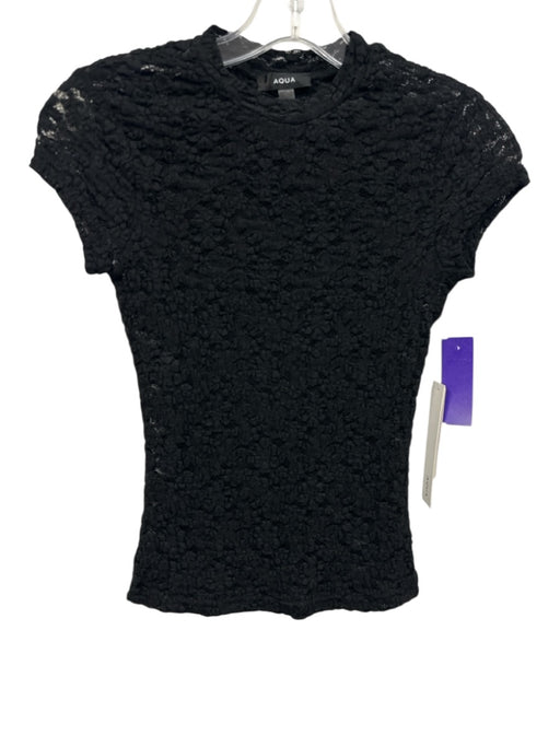 Aqua Size XXS Black Nylon Sleeveless Mesh Top Black / XXS