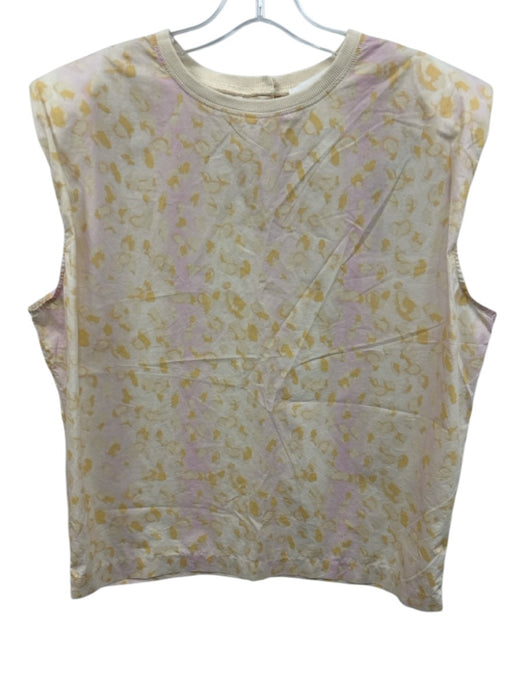 Remain Size 4 Yellow & Pink Cotton Printed Sleeveless Button Back Top Yellow & Pink / 4