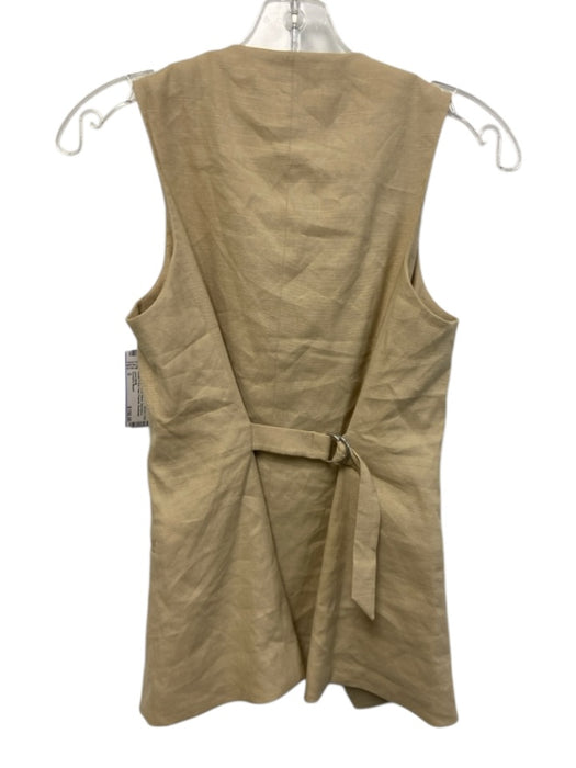 Veronica Beard Size 0 Beige Linen Blend Sleeveless Button Front Faux Pockets Top Beige / 0