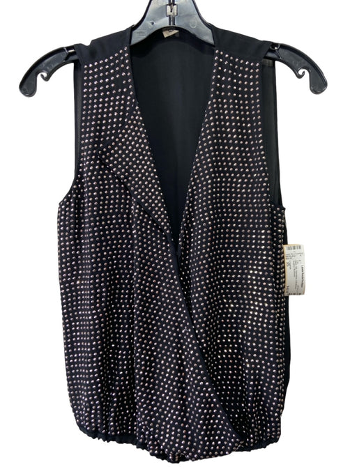 L'agence Size XS Black Silk Sleeveless Embellished Surplice Top Black / XS