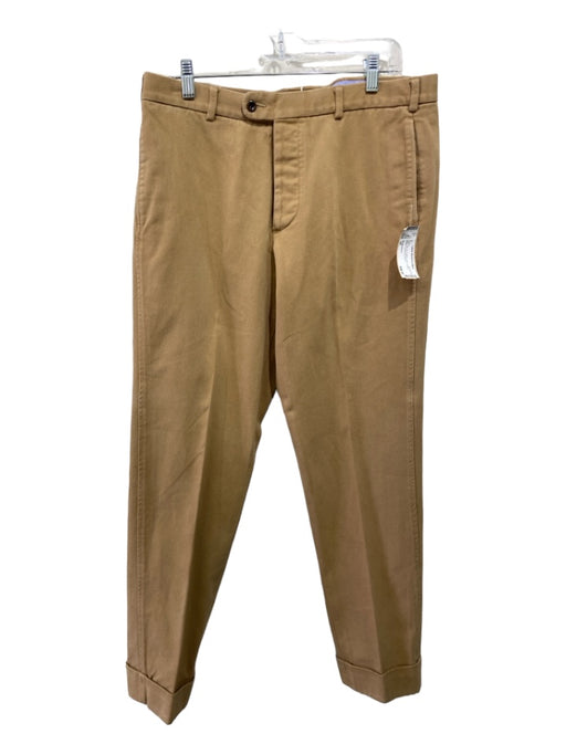 Sid Mashburn Size 34 Dark Tan Cotton Solid Cuffed Khakis Men's Pants 34