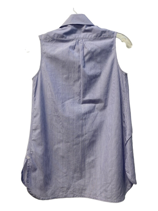 Ann Mashburn Size XS Blue & White Cotton Sleeveless Button Up Collar Stripe Top Blue & White / XS