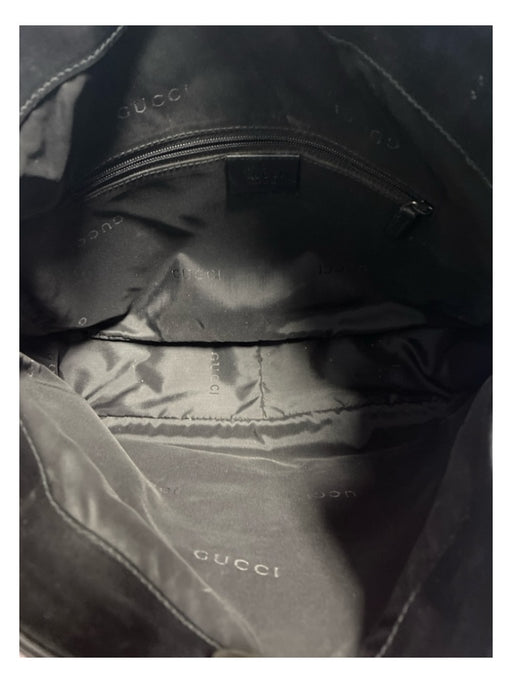 Gucci Black Leather Top Handle Cross Body Strap Gun metal hardware Bag Black / M