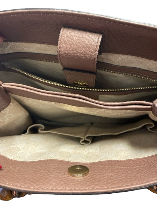Gucci Dusty Rose Leather Snap Closure Top Handle Seam Detail Bamboo Bag Dusty Rose / S