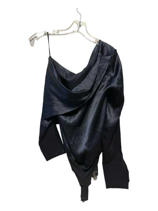 Alix Size XS Black Silk Cowl Neck Long Sleeve Thong Bodysuit Black / XS