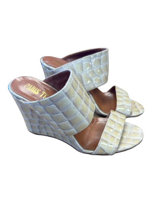 Paris Texas Shoe Size 35 Tan Leather Croc Embossed Wedge Sandals Tan / 35
