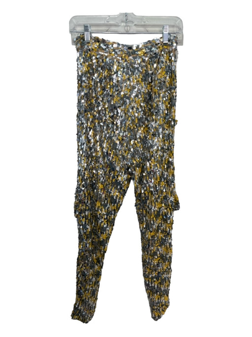 Diegobinetti Size XS Silver & Gold Synthetic Sequin High Rise Metallic Pants Silver & Gold / XS